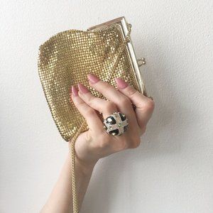 Gold Mesh Metal Purse Shoulder Bag Vintage Accessory